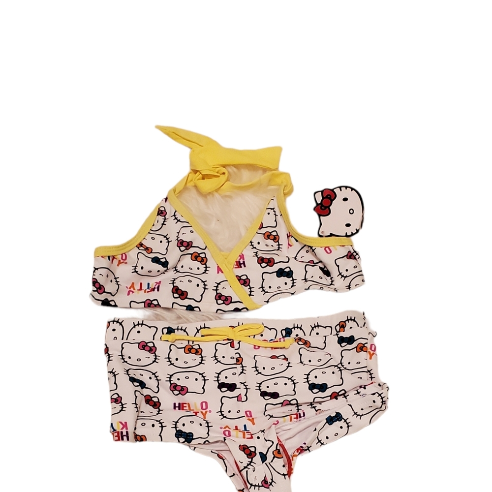 New Hello Kitty White Black Yellow 2 piece swimsuit